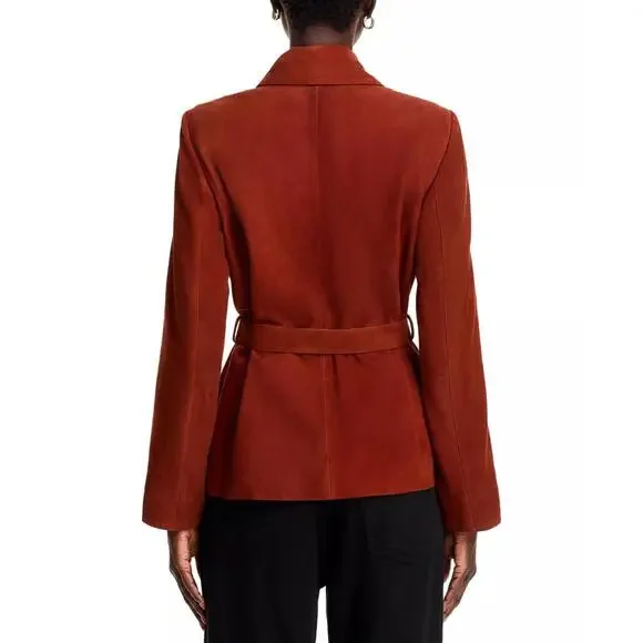 SOLD 380$ Bagatelle Suede Front Full Zipper Jacket Women's Size M Dark Orange - Picture 3 of 5